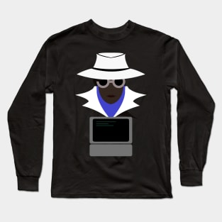 Lady White (Afro W/Computer): A Cybersecurity Design Long Sleeve T-Shirt